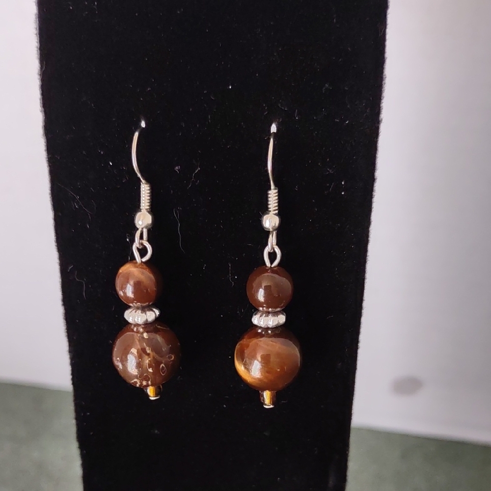 Chic Brown Beaded Drop Earrings
